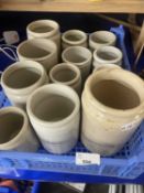 Box of plain ceramic kitchen jars