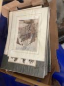 Box of various mounted prints to include Natural History interest