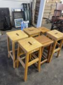 Six various wooden stools