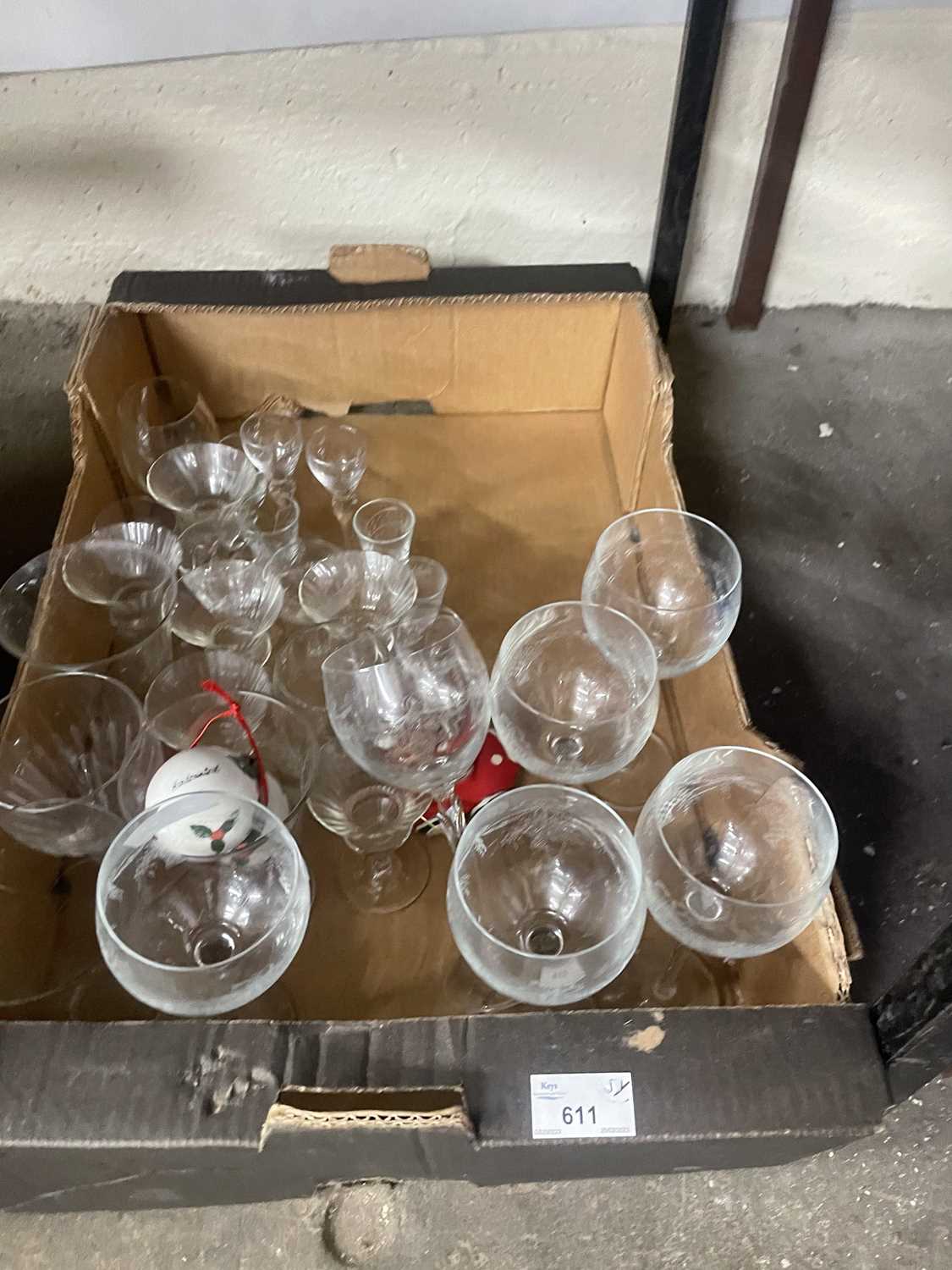 Box of various assorted glasses