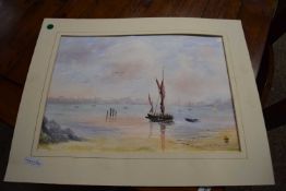 Boat Offshore by D E Pilgrim, watercolour, (a/f)