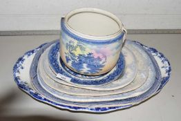 Mixed Lot: Various blue and white meat plates and other assorted ceramics