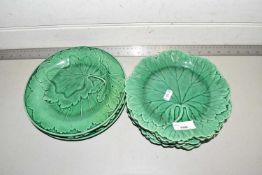 Quantity of Wedgwood Green Leaf plates