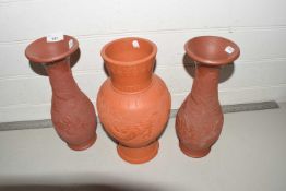 Three Japanese Tokoname pottery vases (a/f)