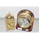 Modern Diplex ships style wall clock together with a Smiths battery operated lantern clock