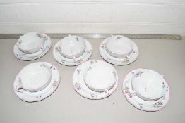 Eight Copeland Spode Luneville soup bowls and saucers