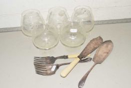 Mixed Lot: Brandy balloons and assorted cutlery