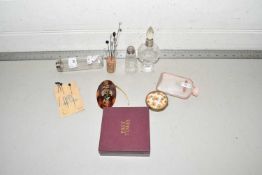 Mixed Lot comprising silver topped dressing table jars, small hat pins and other assorted items