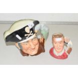 Large Royal Doulton character jug, Long John Silver together with further jug marked The Jug