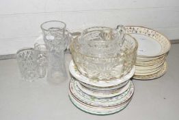 Mixed Lot: Various gilt decorated table wares, drinking glasses, vases, decorated plates etc