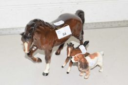 Mixed Lot: A Beswick horse and foal together with a further model spaniel