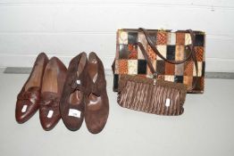 Mixed Lot: Two pairs of ladies vintage shoes together with two handbags