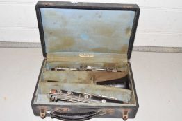 Boosey & Hawkes Regent clarinet, boxed, the box bearing retailers label for McCullough, Dawson