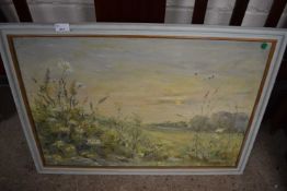 Daisies in a Meadow, oil on canvas, framed