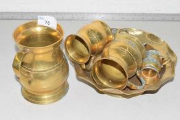 Mixed Lot: Brass measures and a Chinese brass bowl