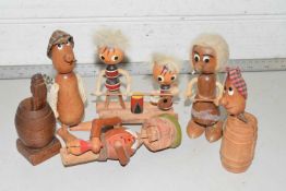 Collection of various vintage wooden figures