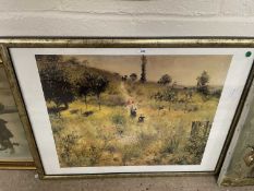 Reproduction print of Renoit Chemin Montant Dans Les Herbes 1875, glazed with modern gilt frame