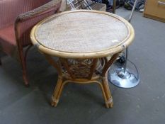 A rattan and bamboo conservatory coffee table