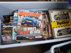 Large box of various Top Gear magazines and DVD's