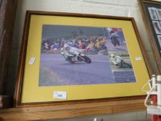 Mick Grant, signed coloured print, motorcycle racing