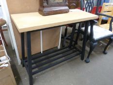 Pine effect and dark grey painted console table approx 100cm wide