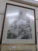 Print by Esher, framed and glazed