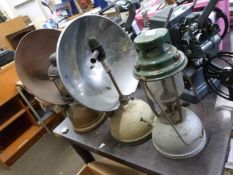 Mixed Lot: Three various vintage parafin lamps