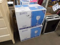 Two boxes of 48 arcoroco wine glasses