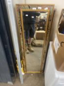 Modern rectangular bevelled wall mirror in floral decorated frame