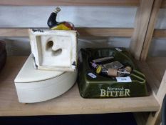 Mixed Lot: A Youngers bar advertising figure together with a Norwich Bitter ashtray, a small