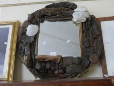 Driftwood framed wall mirror