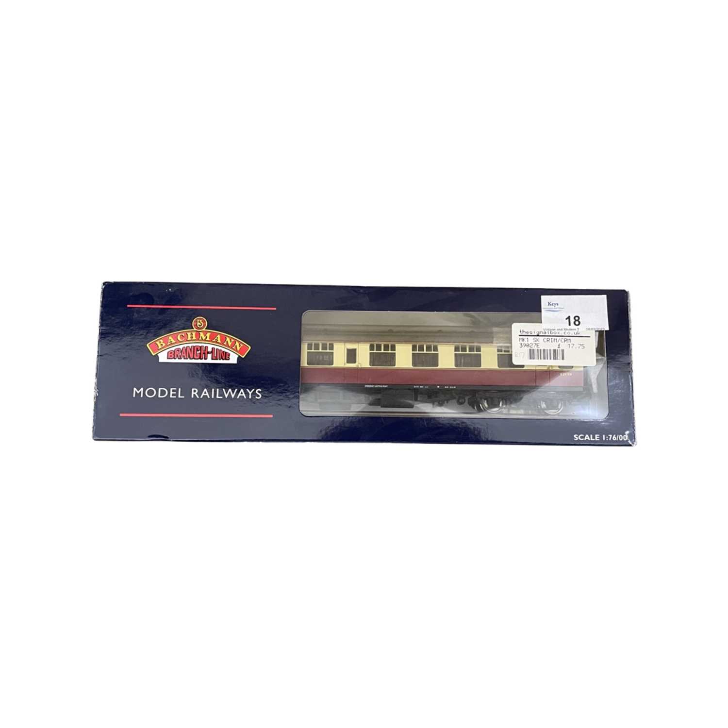 A boxed Bachmann Branch-Line 00 gauge 39-027E BR MK1 Corridor SK Crimson / Cream