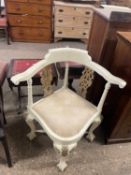 Cream and gilt painted corner chair
