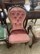 Small Victorian button back and cabriole leg nursing or child's chair
