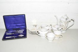 Mixed Lot: Japanese gilt decorated coffee set together with a case of mother of pearl handled