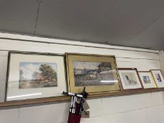 Mixed Lot: A study of Newlin, a watercolour study rural roadway with barn signed F Poyser, George