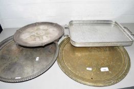 Mixed Lot: Silver plated and brass serving trays