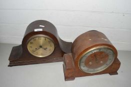 Two dome topped mantel clocks