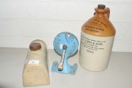 A J H Jones & Sons flagon together with a hot water bottle and a vintage bean slicer