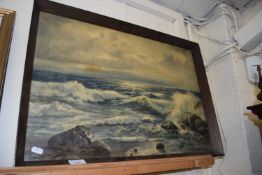 E Moeller, seascape, framed and glazed