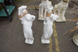 Pair of cast concrete amphora figures, 90cm high
