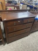 Early 20th Century oak five drawer chest with brass drop handles, 97cm wide