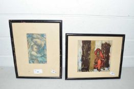 Two framed coloured prints