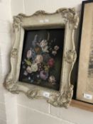 Lincoln, still life study of a vase of flowers, oil on board set in a foliate moulded frame