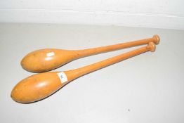 Pair of wooden Indian juggling clubs