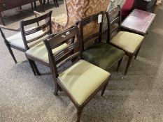 Set of four 19th Century mahogany bar back dining chairs plus another similar
