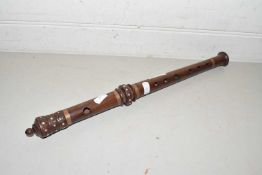A hardwood and inlaid two piece flute