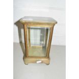 A green alabaster and glass mounted small clock case or display cabinet
