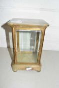 A green alabaster and glass mounted small clock case or display cabinet