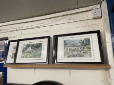 Group of four studies Far Eastern village scenes, framed and glazed